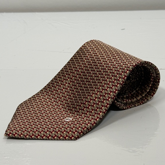 Versace Other - Versace Classic V2 Silk Tie Vintage Geometric Medusa Logo Gold Red